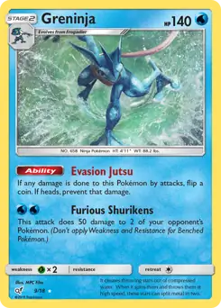 Greninja Holo Pokemon card from Detective Pikachu