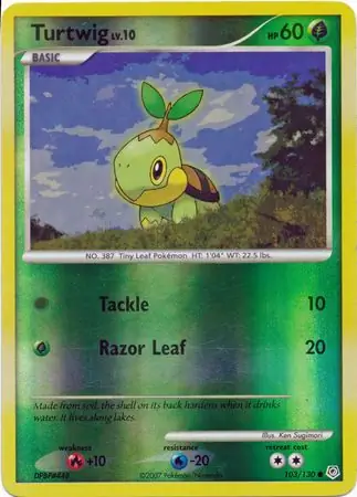 Turtwig Reverse Holo Pokemon card from Diamond & Pearl