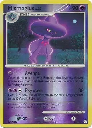 Mismagius Reverse Holo Pokemon card from Diamond & Pearl