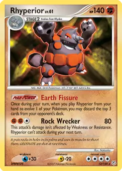 Rhyperior Holo Pokemon card from Diamond & Pearl
