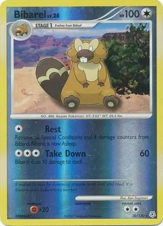 Bibarel Reverse Holo Pokemon card from Diamond & Pearl