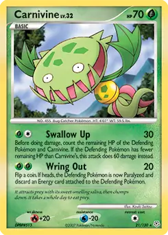 Carnivine Pokemon card from Diamond & Pearl