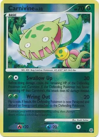 Carnivine Reverse Holo Pokemon card from Diamond & Pearl