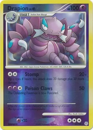 Drapion Reverse Holo Pokemon card from Diamond & Pearl