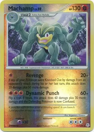 Machamp Reverse Holo Pokemon card from Diamond & Pearl