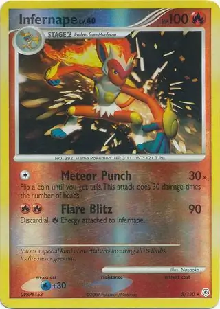 Infernape Reverse Holo Pokemon card from Diamond & Pearl