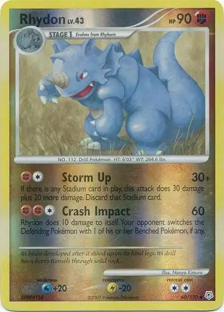 Rhydon Reverse Holo Pokemon card from Diamond & Pearl