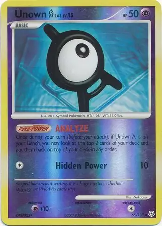 Unown A Reverse Holo Pokemon card from Diamond & Pearl