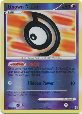Unown Reverse Holo Pokemon card from Diamond & Pearl