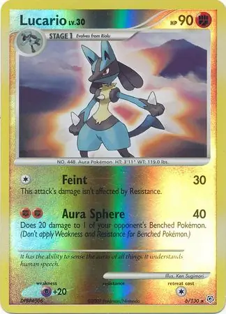Lucario Reverse Holo Pokemon card from Diamond & Pearl