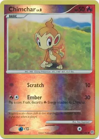 Chimchar Reverse Holo Pokemon card from Diamond & Pearl
