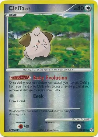 Cleffa Reverse Holo Pokemon card from Diamond & Pearl