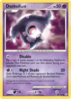 Duskull Pokemon card from Diamond & Pearl
