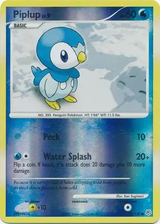 Piplup Reverse Holo Pokemon card from Diamond & Pearl
