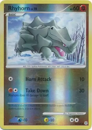 Rhyhorn Reverse Holo Pokemon card from Diamond & Pearl
