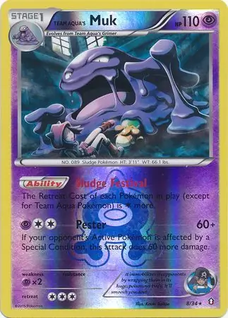 Team Aqua's Muk Reverse Holo Pokemon card from Double Crisis