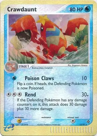 Crawdaunt Reverse Holo Pokemon card from Dragon