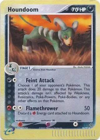 Houndoom Reverse Holo Pokemon card from Dragon