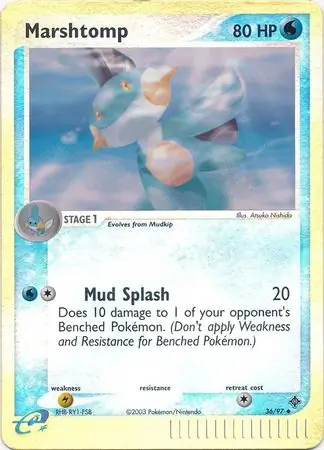 Marshtomp Reverse Holo Pokemon card from Dragon