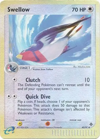 Swellow Reverse Holo Pokemon card from Dragon