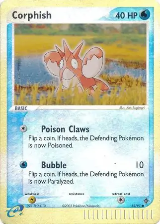 Corphish Reverse Holo Pokemon card from Dragon