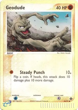 Geodude Reverse Holo Pokemon card from Dragon