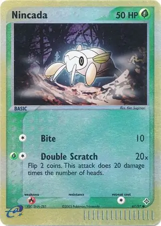 Nincada Reverse Holo Pokemon card from Dragon