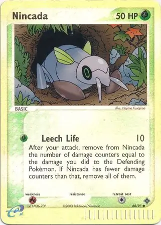 Nincada Reverse Holo Pokemon card from Dragon