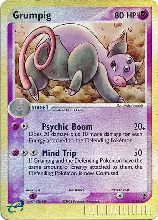 Grumpig Reverse Holo Pokemon card from Dragon
