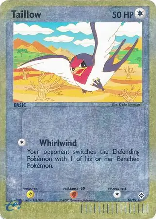 Taillow Reverse Holo Pokemon card from Dragon