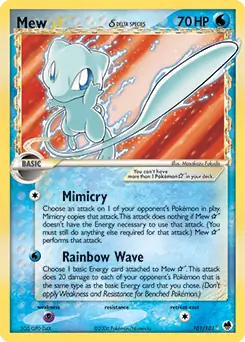 Mew Gold Star Pokemon card from Dragon Frontiers