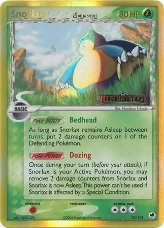 Snorlax Reverse Holo Pokemon card from Dragon Frontiers