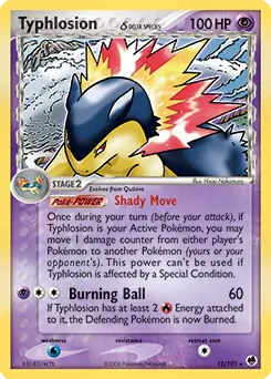 Typhlosion Holo Pokemon card from Dragon Frontiers