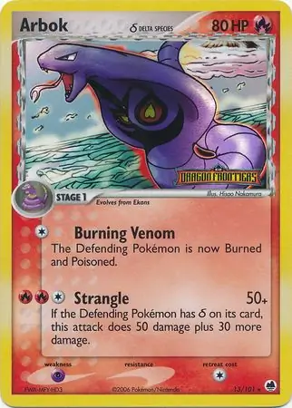 Arbok Reverse Holo Pokemon card from Dragon Frontiers