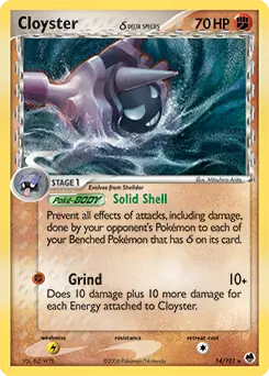 Cloyster Pokemon card from Dragon Frontiers