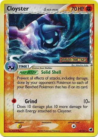 Cloyster Reverse Holo Pokemon card from Dragon Frontiers