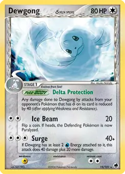 Dewgong Pokemon card from Dragon Frontiers