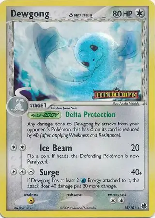 Dewgong Reverse Holo Pokemon card from Dragon Frontiers