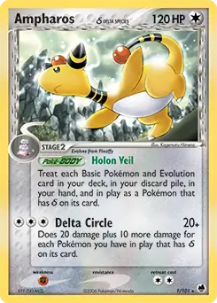 Ampharos Holo Pokemon card from Dragon Frontiers
