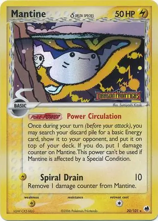 Mantine Reverse Holo Pokemon card from Dragon Frontiers