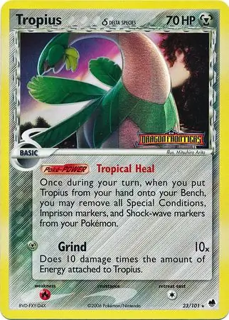 Tropius Reverse Holo Pokemon card from Dragon Frontiers