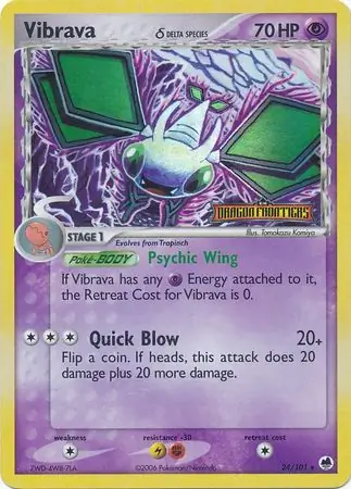 Vibrava Reverse Holo Pokemon card from Dragon Frontiers