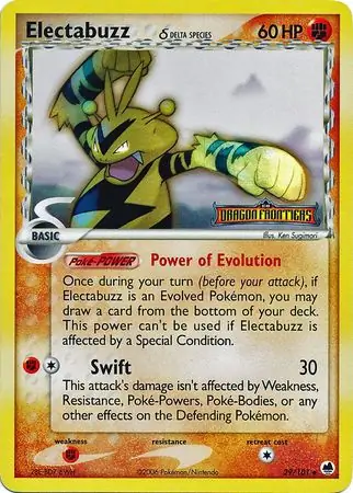 Electabuzz Reverse Holo Pokemon card from Dragon Frontiers