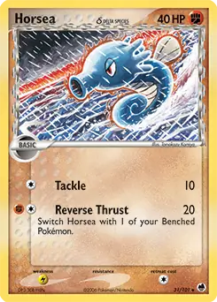 Horsea Pokemon card from Dragon Frontiers