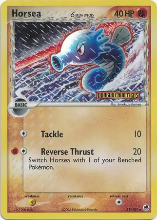 Horsea Reverse Holo Pokemon card from Dragon Frontiers
