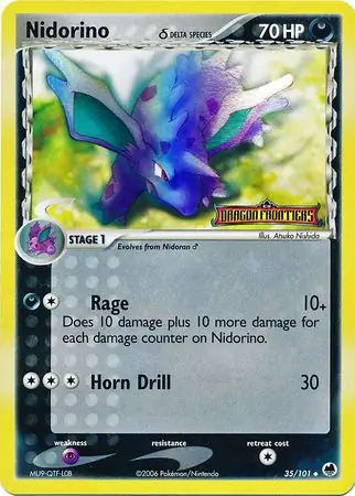 Nidorino Reverse Holo Pokemon card from Dragon Frontiers