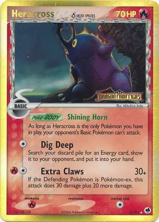 Heracross Reverse Holo Pokemon card from Dragon Frontiers