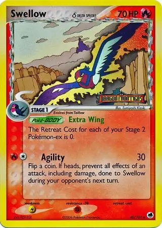 Swellow Reverse Holo Pokemon card from Dragon Frontiers