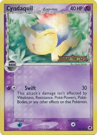 Cyndaquil Reverse Holo Pokemon card from Dragon Frontiers