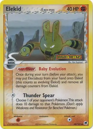 Elekid Reverse Holo Pokemon card from Dragon Frontiers